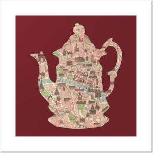 French Teapot cut from 1911 Tourist Map of Paris Posters and Art